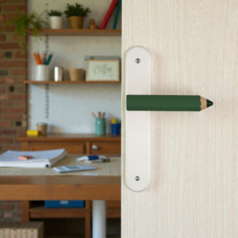 Ouvre&Déco – 1 poignée seule de porte en Bois vert CRAYON HEXA, style Arty Fantaisie