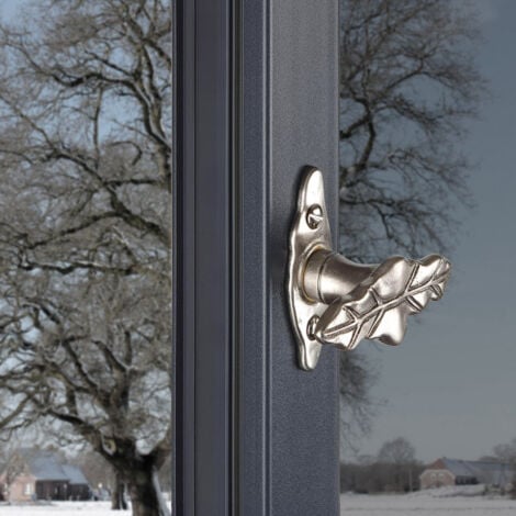 Ouvre&Déco - Poignée de fenêtre crémone Aluminium vieil argent, FEUILLE