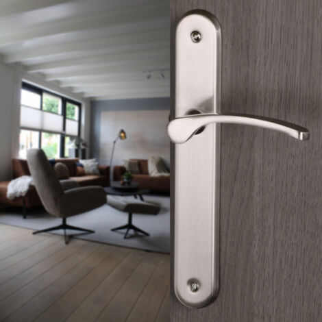 Ouvre&Déco – 2 poignées de porte EVA sans trou, aluminium nickel mat entraxe 195 mm