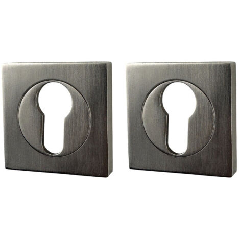 Ouvre&Déco – 2 rosaces de poignée de porte carrées Quadra trou de cylindre, Métal nickel mat