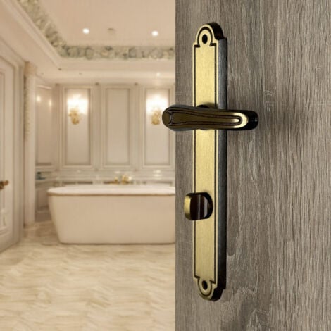Ouvre&Déco - 2 poignées de porte VANESSA verrou condamnation, laiton patiné entraxe 195 mm
