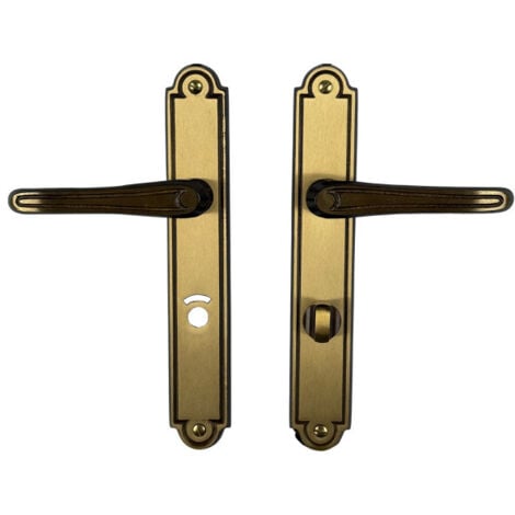 Ouvre&Déco - 2 poignées de porte VANESSA verrou condamnation, laiton patiné entraxe 195 mm