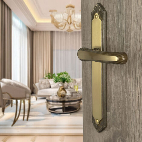 Ouvre&Déco – 2 poignées de porte ISABELLA sans trou, laiton patiné entraxe 195 mm