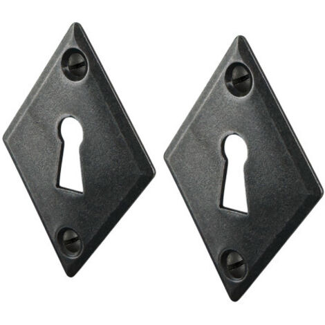 Ouvre&Déco – 2 rosaces de poignée de porte losanges Ellix entrée de clé, Fer aspect patiné