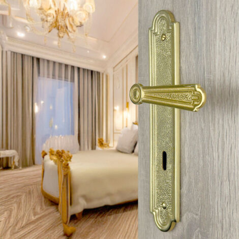 Ouvre&Déco – Poignées de porte d'entrée à cylindre – Laiton poli – Entraxe 195 mm – Ouverture fluide et fiable – Pour portes à serrure à clé