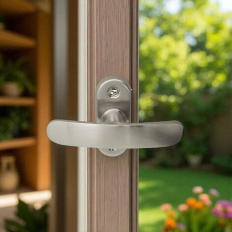 Ouvre&Déco – Poignée de fenêtre crémone 43mm – Laiton nickel mat – Dimensions plaque 26x66mm – Accessoires inclus 2 vis