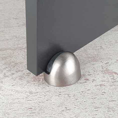Ouvre&Déco – Butée de porte sol DEMI-LUNE REHAUSSE, Laiton gris nickel mat