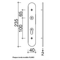 Plaques ronde de poignée de porte extérieure VELOX FIX fonction Clé I en Inox, entraxe 165mm, PLANO