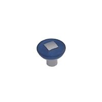 Bouton de porte et tiroir de meuble design en acrylique translucide bleu nuit et insert en zamk nickel mat Ø 29mm, ROND Incrusté