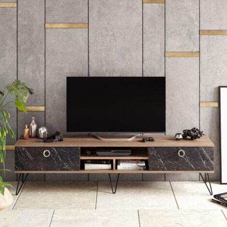 Decorotika - Lorenz Meuble TV Metal Legs and Cabinets for Living Room (1/5)