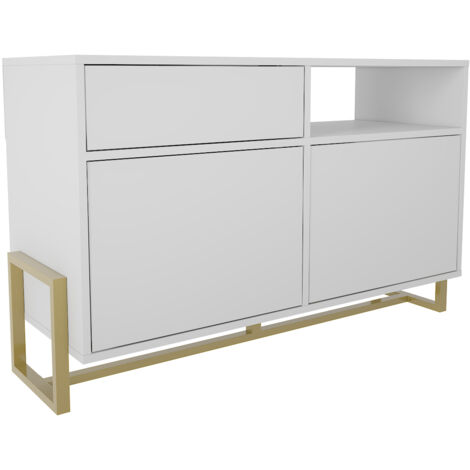 Decorotika - Utopie Modern Design Sideboard Storage Cabinets with Metal Legs - Blanc (1/5)