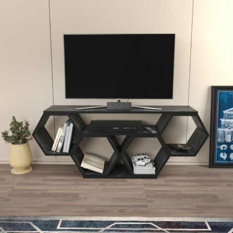 Decorotika Decorotika Bal 120 Cm Wide Hexagonal Meuble TV Hexagonal Display Meuble TV Lowboard TV Cabinet Up To 51 TVs - Full Bendire (1/4)