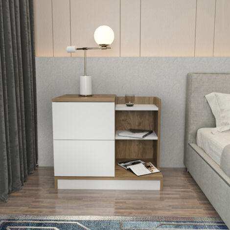 Decorotika Rena Nightstand Table End Table Bedside Table - Blanc Walnut (1/5)
