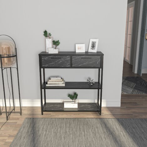 Decorotika - Latho Sideboard with Two Shelves and Two Drawers - Noir  Marble Effect (1/4)