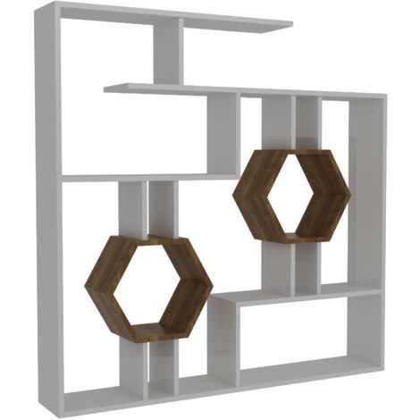 Decorotika Tamara Geometric Unique Biblothèque Bookshelf Etager For Bedroom Living Room - Brown and Blanc (1/3)