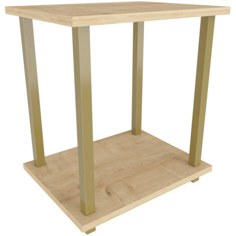 Decorotika Gurnee Side End Table Table Basse Bedside Table For Living Room Lounge Foyer Hallway Bedroom - Doré(e) And Oak (1/5)