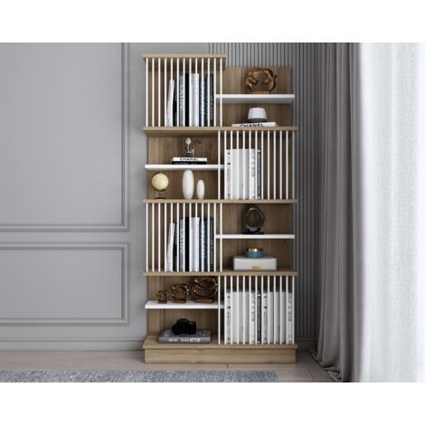 Decorotika Arya Modern 4-tier Biblothèque Bookshelf Etager - Sapphire Oak Blanc (1/5)