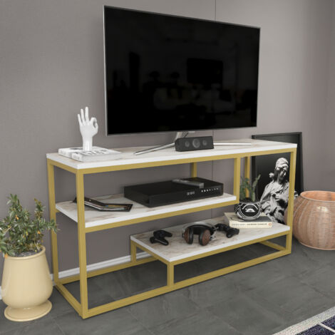 Decorotika Lorin 120 Cm Minimalist Media Stand Meuble TV Meuble TV TV Cabinet - TVs Up To 55 Ephesus Doré(e) (1/5)