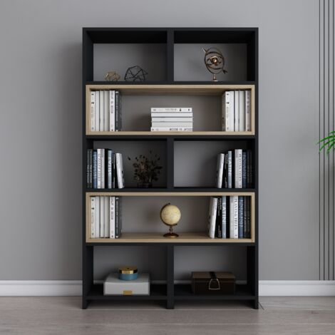 Decorotika Poyraz 5-tier Biblothèque Bookshelf Etager - Noir Oud Oak (1/5)