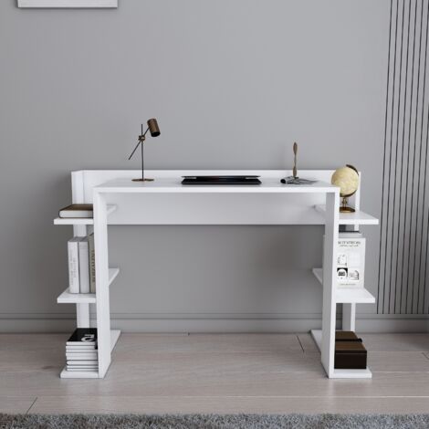 Decorotika Cinar Computer Desk Wrting Desk with 6 Shelves Desk Blanc (1/3)