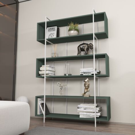 Decorotika Bruti 5-Tier Biblothèque Bookshelf Etager Display Unit Green - Blanc (1/4)