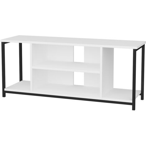 Decorotika Rinaldo 120 Cm Wide Meuble TV TV Console Meuble TV With Open Shelves Metal Frame - Noir And Blanc (1/5)