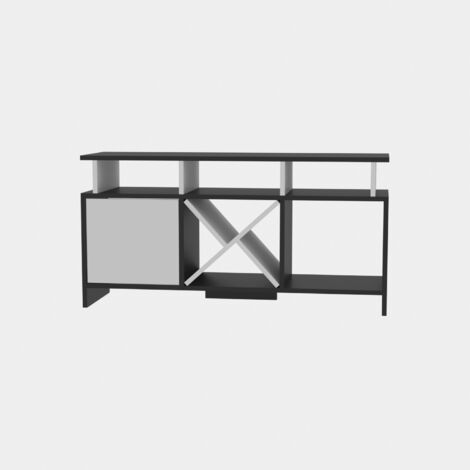 Decorotika Auburn 120 Cm Modern Meuble TV TV Cabinet TV Console Meuble TV With A Drop Down Cabinet X-Shaped Shelf And Open Shelves - Anthracite and Blanc (1/5)