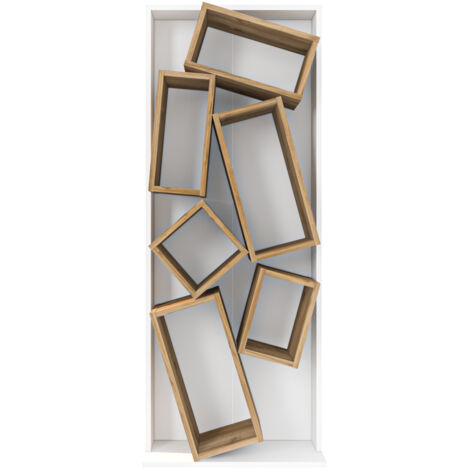 Decorotika Carmen Biblothèque Bookshelf with 6 Asymmetric Shelves Blanc Walnut (1/5)