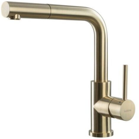 Mitigeur de cuisine inox doré – Bec pivotant – Douchette extractible simple jet – Hauteur sous bec 255 mm – Débit 8,51 L/mn – Luisina - RC304DO (1/3)