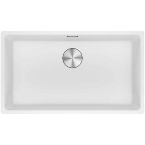 Franke – Évier 1 bac Fragranit+ MRG110-72 – Blanc Artic moucheté – Vidage manuel – Traitement antibactérien Sanitized – Garantie 10 ans (1/5)