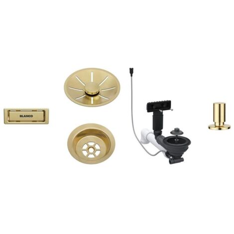 Set de bonde InFino satin gold – Vidage automatique pour cuve simple – Compatible mitigeurs et distributeurs Blanco satin gold