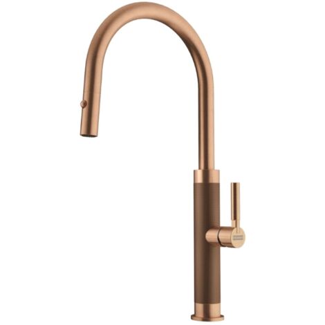 Franke – Mitigeur de cuisine avec douchette extractible – Finition cuivre PVD – Bec rotatif 360° – Levier latéral ergonomique – Aérateur Neopearl (1/5)