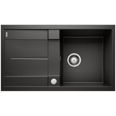 Blanco Metra 5 - Évier en silgranit, 860x500 mm, avec commande de vidage, noir 525918