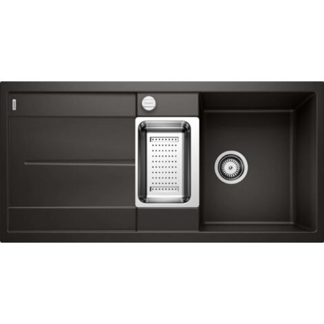 Blanco Metra 6 - Évier en silgranit 1000x500 mm, avec commande de vidage, noir 525926