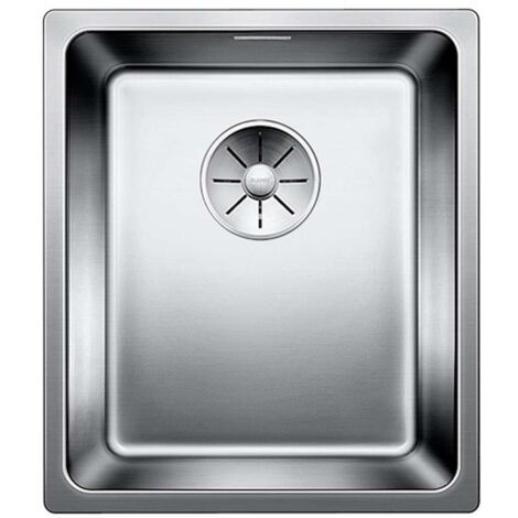 Blanco – Évier 1 bac inox 340 x 400 mm – Finition inox satiné – Installation sous plan – Siphon inclus – Trop-plein masqué C-overflow