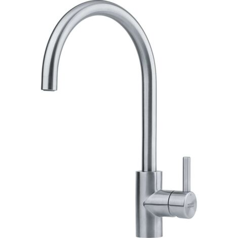 Franke – Mitigeur de lavabo à bec 180° – Inox lisse – Débit 12,8 l/min – Système de fixation corps fileté – Garantie 5 ans
