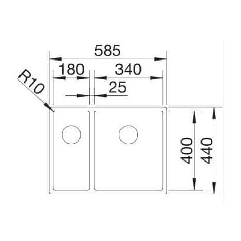 Evier inox 1 Bac Sous plan blanco Blancoclaron - BLANCOCLARON 340