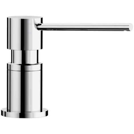 Distributeur de savon en métal/plastique chrome 300 ml – Remplissage par le haut – Compatible éviers Blanco – 525808