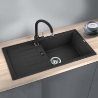 Blanco – Évier 2 bacs Silgranit anthracite – Découpe 840 x 415 mm – Cuves 450 x 370 x 180 mm – Garantie 10 ans