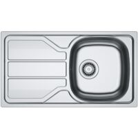 Franke – Évier inox lisse 780 x 435 mm – Cuve 340 x 370 x 150 mm – Non percé pour robinetterie – Garantie à vie sur inox