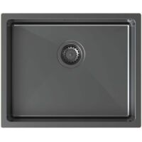 Évier inox PVD gun métal Luisina TRIO 1 bac 550x450