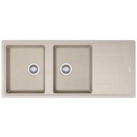 Franke – Évier 2 bacs Tectonite beige 1160 x 500 mm – Résistant aux hautes températures jusqu'à 300°C – Vidage gain de place – Garantie 5 ans