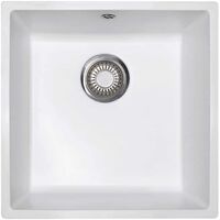 Franke – Évier 1 bac Fradura DMD610-44 – Blanc artic – Non percé pour robinetterie – Vidage gain de place 90mm inox – Résistant aux hautes températures