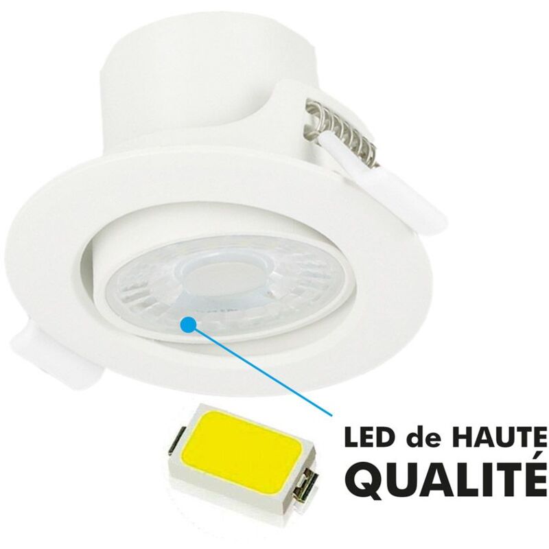 B.K.Licht lot de 10 spots LED encastrables orientables, livré avec 10  ampoules LED 3W GU10, 250lm par spot, 230V, profondeur d'encastrement 60mm,  blanc chaud 3000K : : Luminaires et Éclairage
