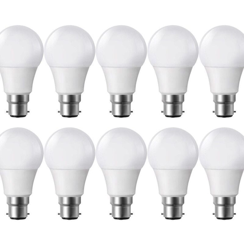 Lot de 10 Ampoules LED B22 9W eq 60W 806m Blanc chaud