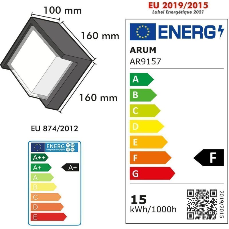 Applique Murale LED CUBA 15W Equiv 150W Extérieur IP65 CCT 4