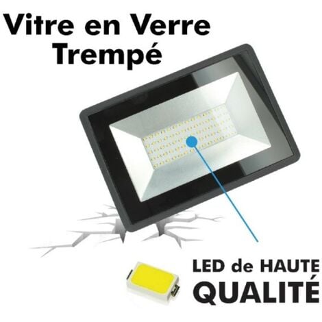 Projecteur LED 100W 9000 Lumens IP66 Haute Luminosité Température de  Couleur: Blanc Froid 6500K
