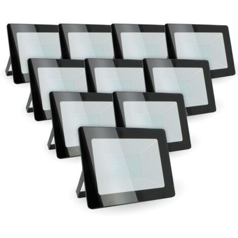 Arum Lighting – Lot de 10 projecteurs LED 100W – Forte luminosité 9000 lumens – IP65 pour extérieur – Angle d'éclairage 120° – Fonte d'aluminium