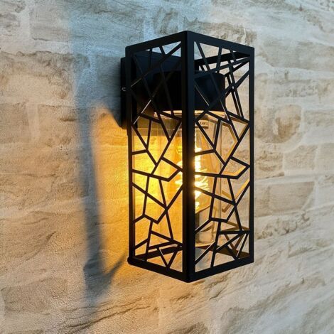 Arum Lighting – Applique extérieure MISATO noire mat IP44 – Fonte d'aluminium – Diffuseur transparent – E27 – 138mm longueur – 270mm hauteur – 110mm largeur