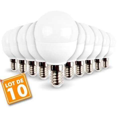Lot de 10 ampoules LED E14 Mini Globe 5.5W 470 lumens Eq 40W  Température de Couleur: Blanc neutre 4000K
